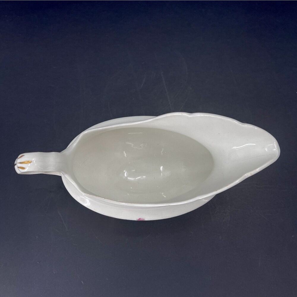Antique 1900s Homer Laughlin The Angelus Rose Pattern Scalloped Gravy Sauce Boat - Picture 5 of 11